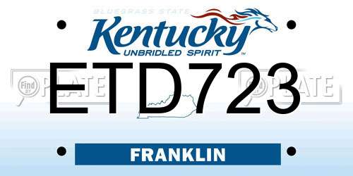 ETD723 Kentucky License Plate