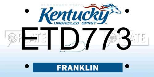 ETD773 Kentucky License Plate