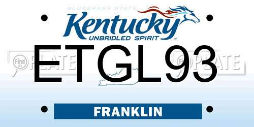 ETGL93 Kentucky License Plate