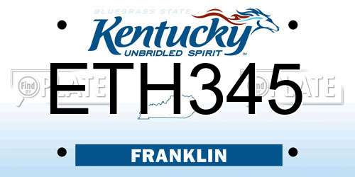 ETH345 Kentucky License Plate