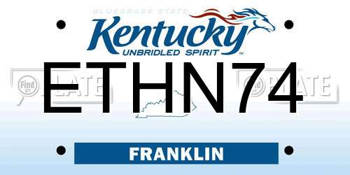 ETHN74 Kentucky License Plate