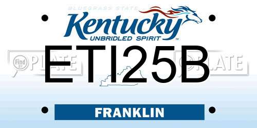 ETI25B Kentucky License Plate