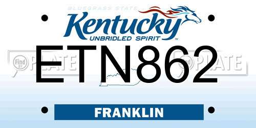 ETN862 Kentucky License Plate