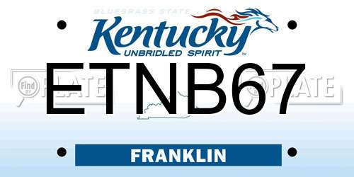 ETNB67 Kentucky License Plate