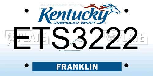 ETS3222 Kentucky License Plate