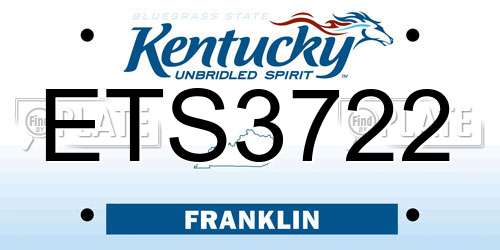 ETS3722 Kentucky License Plate