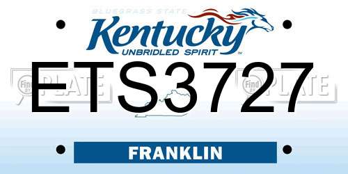 ETS3727 Kentucky License Plate
