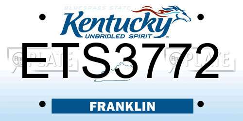 ETS3772 Kentucky License Plate