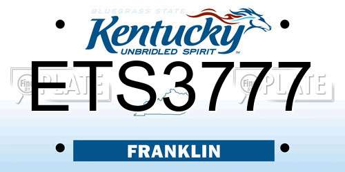 ETS3777 Kentucky License Plate