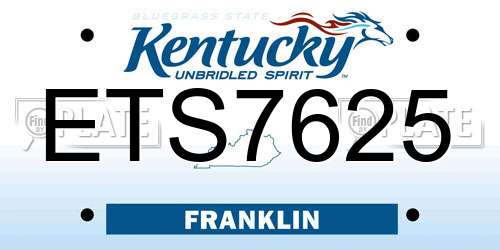 ETS7625 Kentucky License Plate
