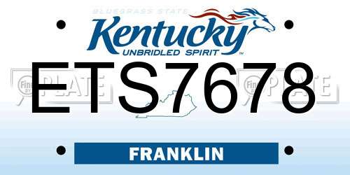 ETS7678 Kentucky License Plate