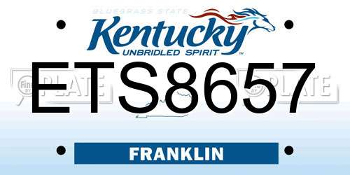 ETS8657 Kentucky License Plate