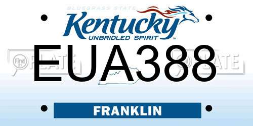 EUA388 Kentucky License Plate