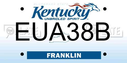EUA38B Kentucky License Plate