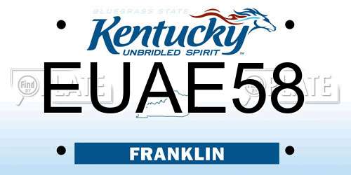 EUAE58 Kentucky License Plate