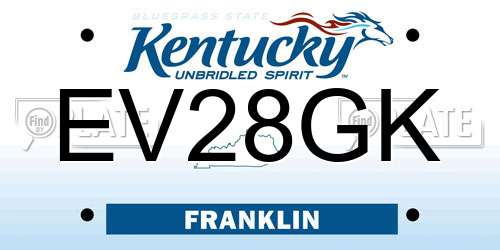 EV28GK Kentucky License Plate