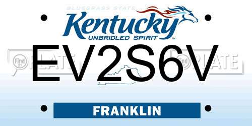 EV2S6V Kentucky License Plate