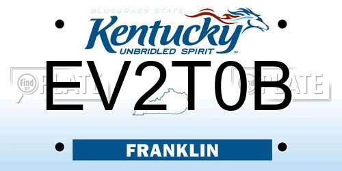 EV2T0B Kentucky License Plate