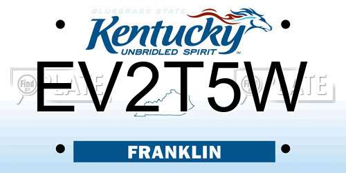 EV2T5W Kentucky License Plate