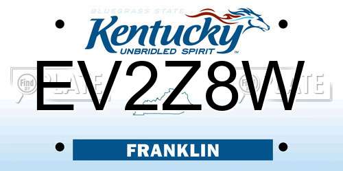 EV2Z8W Kentucky License Plate