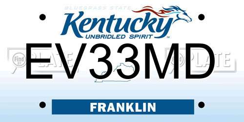 EV33MD Kentucky License Plate
