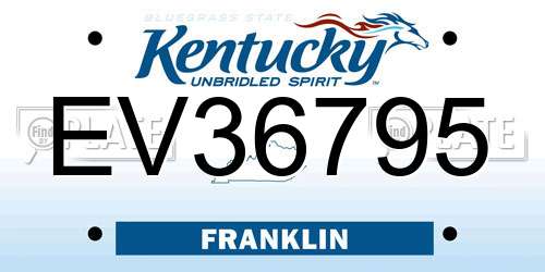 EV36795 Kentucky License Plate