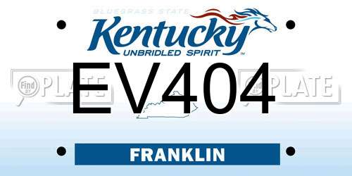 EV404 Kentucky License Plate