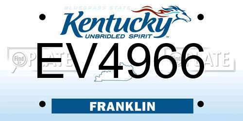 EV4966 Kentucky License Plate