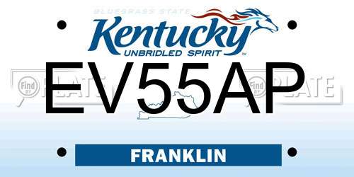 EV55AP Kentucky License Plate