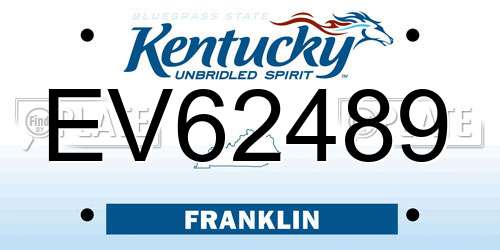 EV62489 Kentucky License Plate