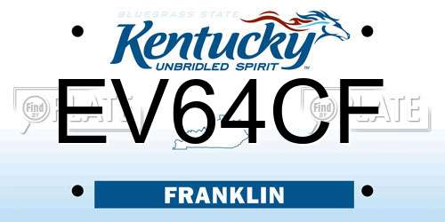 EV64CF Kentucky License Plate