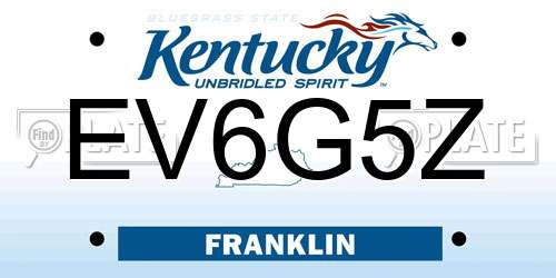 EV6G5Z Kentucky License Plate