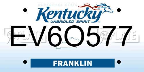 EV6O577 Kentucky License Plate