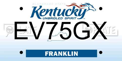 EV75GX Kentucky License Plate