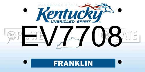 EV7708 Kentucky License Plate