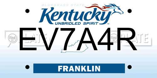 EV7A4R Kentucky License Plate