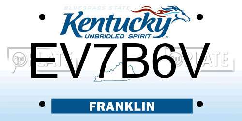 EV7B6V Kentucky License Plate