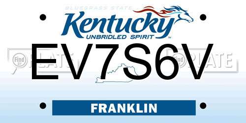 EV7S6V Kentucky License Plate