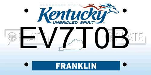 EV7T0B Kentucky License Plate
