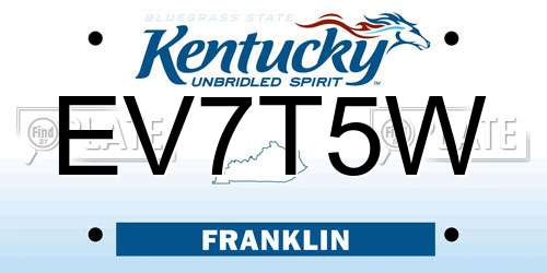 EV7T5W Kentucky License Plate