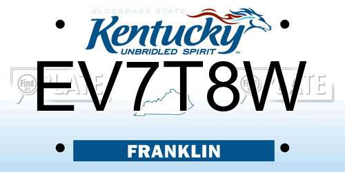 EV7T8W Kentucky License Plate