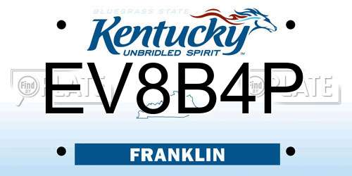 EV8B4P Kentucky License Plate