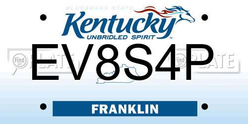 EV8S4P Kentucky License Plate