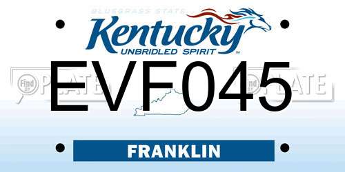 EVF045 Kentucky License Plate
