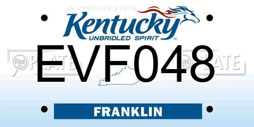EVF048 Kentucky License Plate