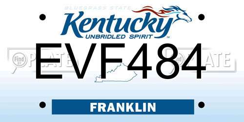 EVF484 Kentucky License Plate