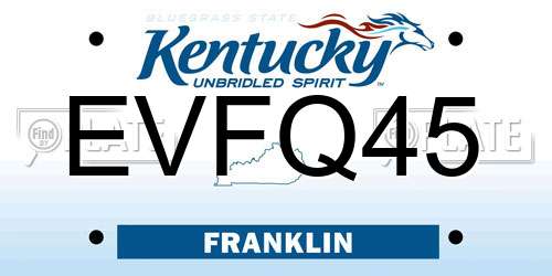 EVFQ45 Kentucky License Plate