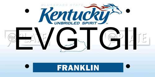 EVGTGII Kentucky License Plate