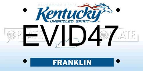 EVID47 Kentucky License Plate