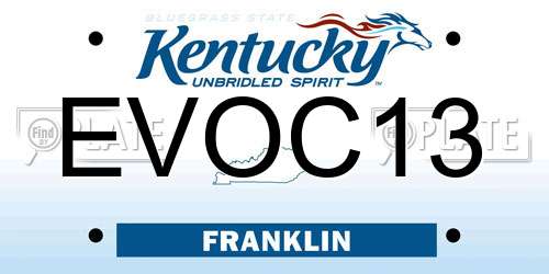 EVOC13 Kentucky License Plate